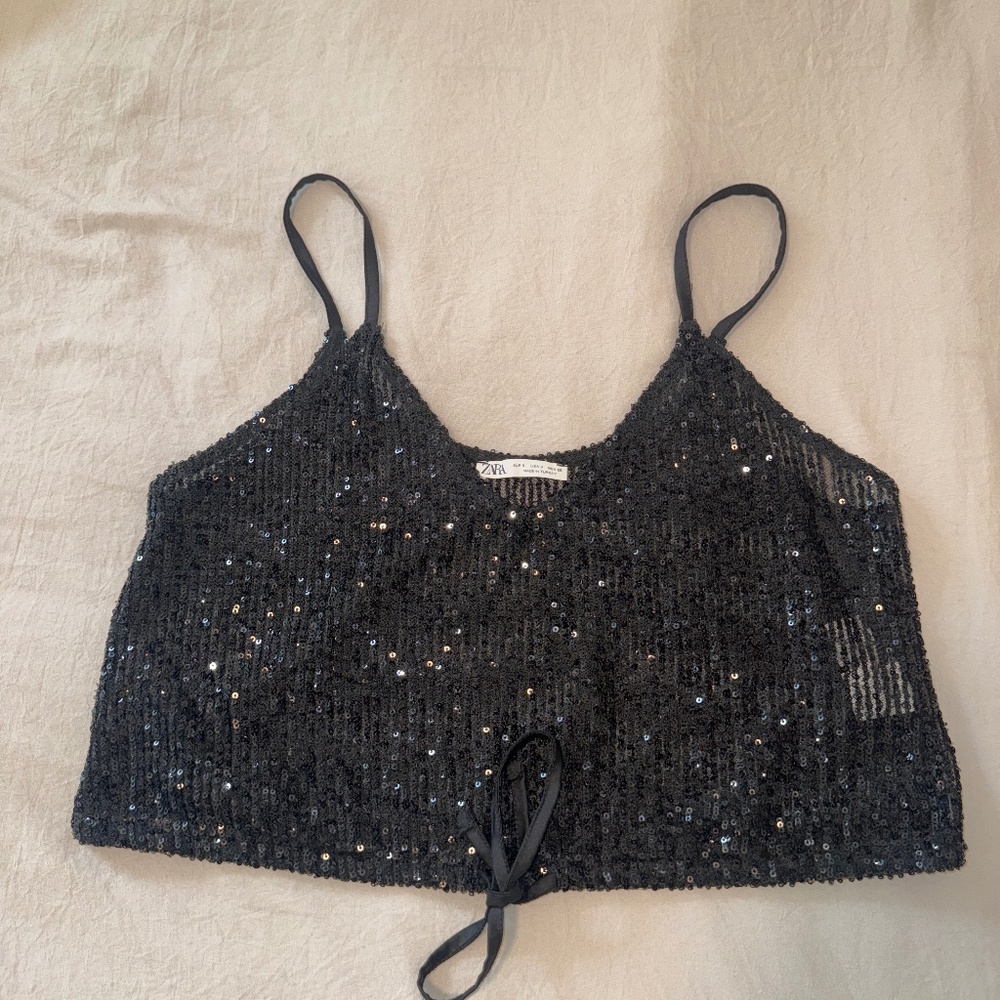 Sequin crop top Zara